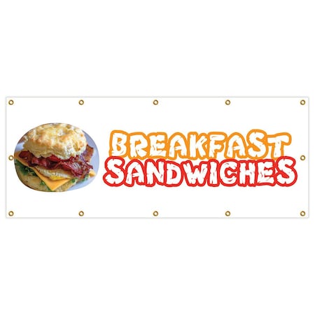 Signmission Breakfast Sandwiches Banner Heavy Duty 13 Oz Vinyl with Grommets B-120 Breakfast Sandwiches